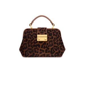 Like New Brandon Blackwood Elizabeth Leopard Calf Hair Doctor Satchel Bag